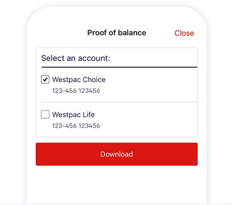 Westpac bank proof of balance